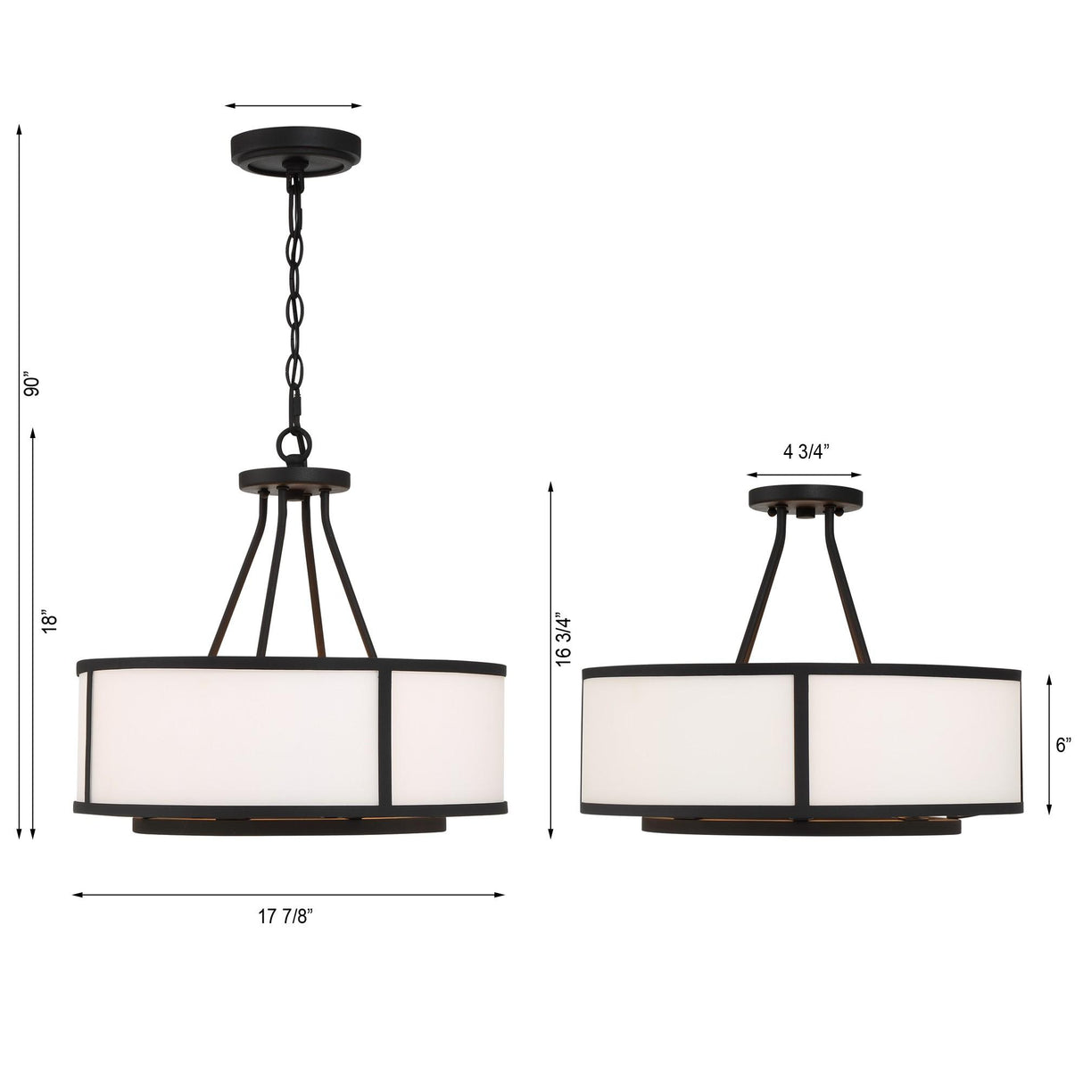 Crystorama Bryant 4 Light Black Forged Semi Flush Mount