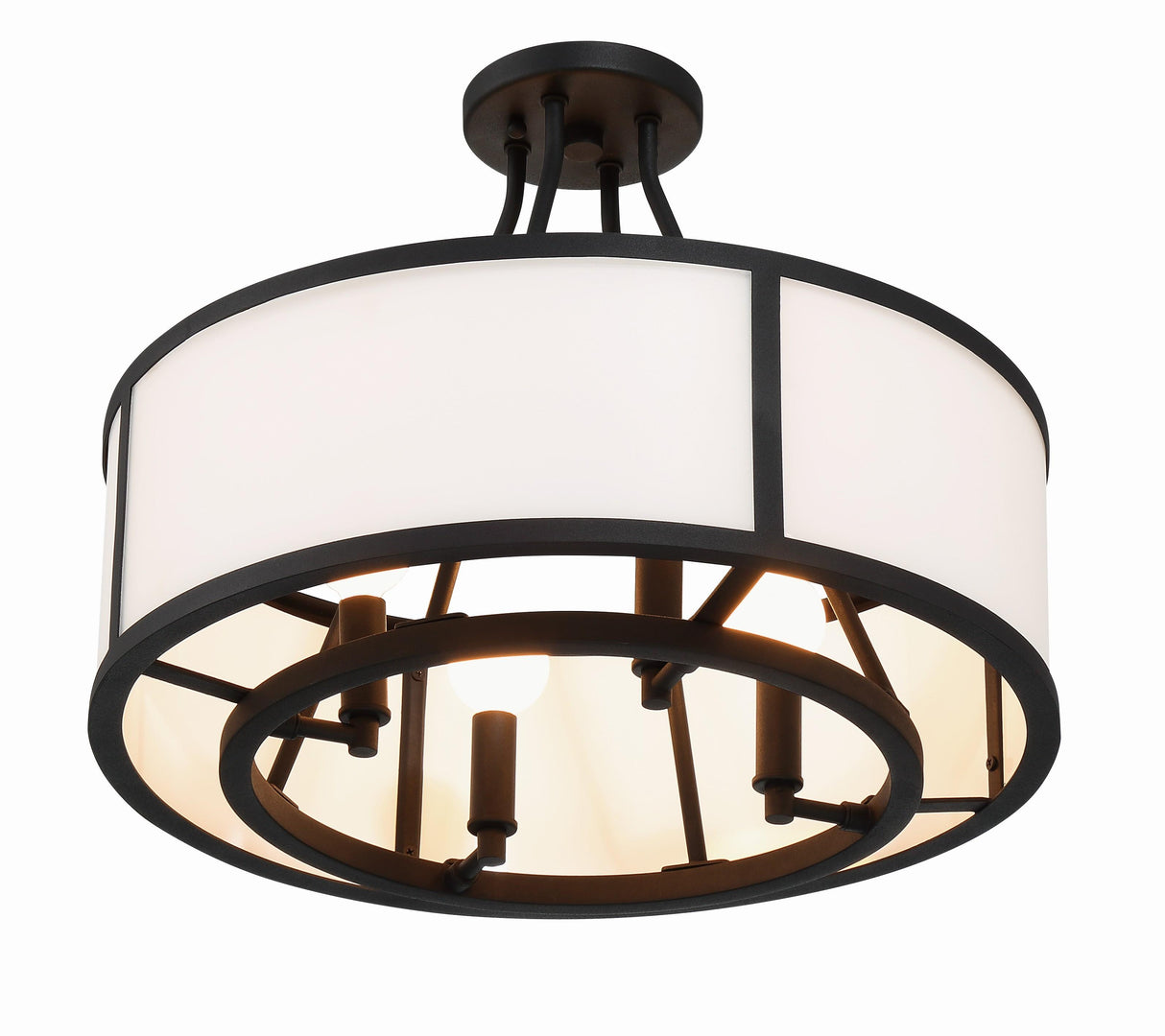 Crystorama Bryant 4 Light Black Forged Semi Flush Mount