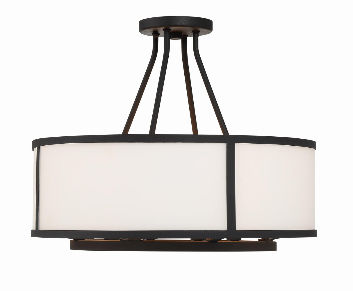 Crystorama Bryant 4 Light Black Forged Semi Flush Mount