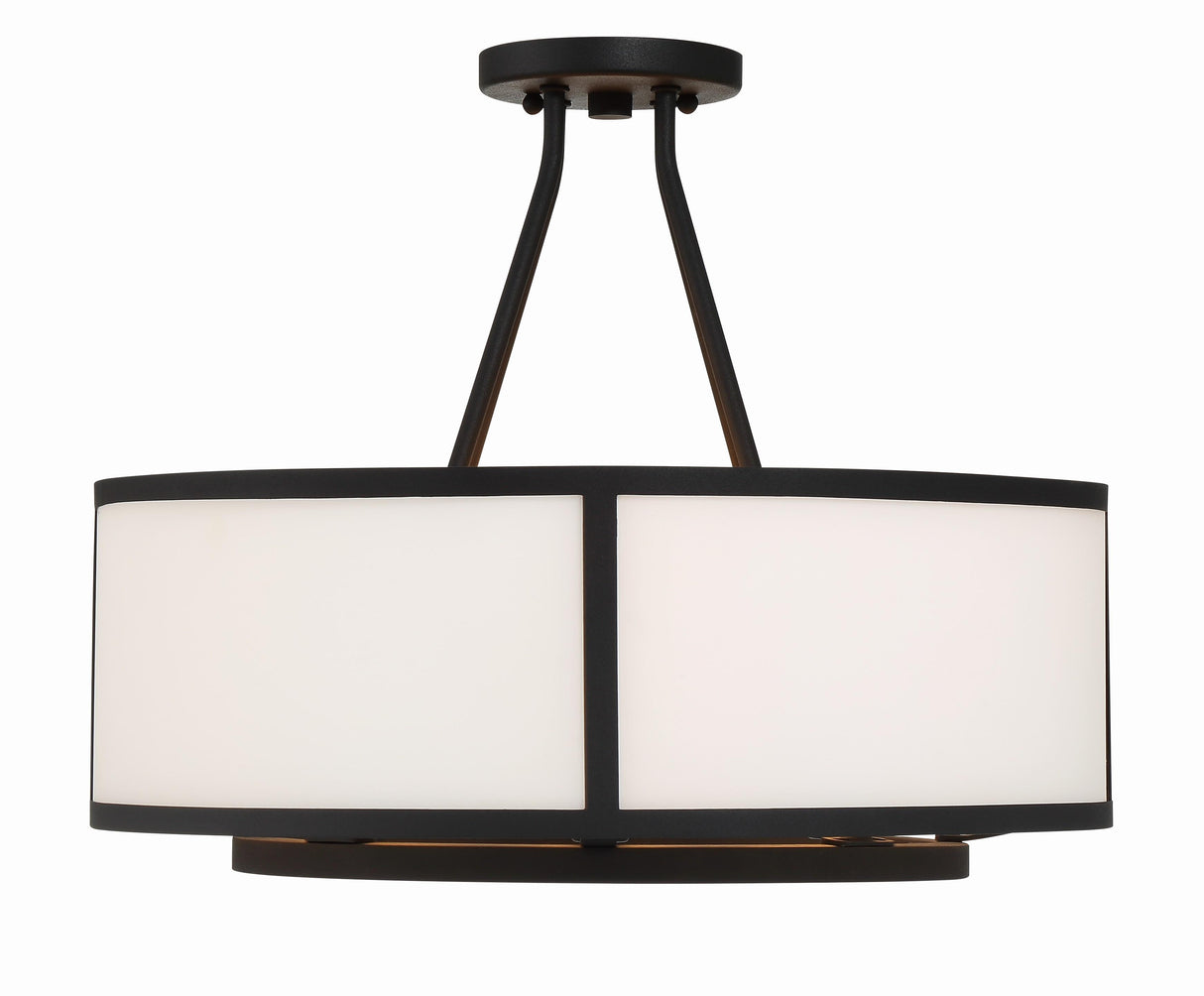 Crystorama Bryant 4 Light Black Forged Semi Flush Mount