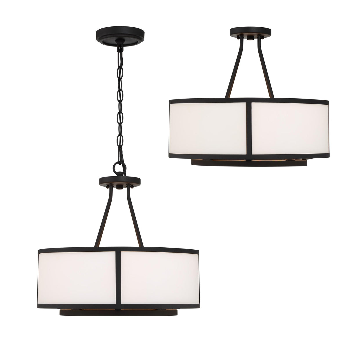 Crystorama Bryant 4 Light Black Forged Semi Flush Mount