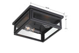 Crystorama Byron 2 Light Matte Black Outdoor Flush Mount