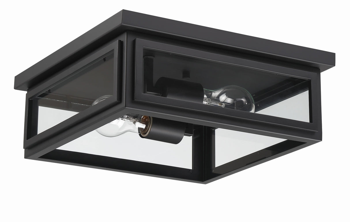 Crystorama Byron 2 Light Matte Black Outdoor Flush Mount