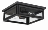 Crystorama Byron 2 Light Matte Black Outdoor Flush Mount