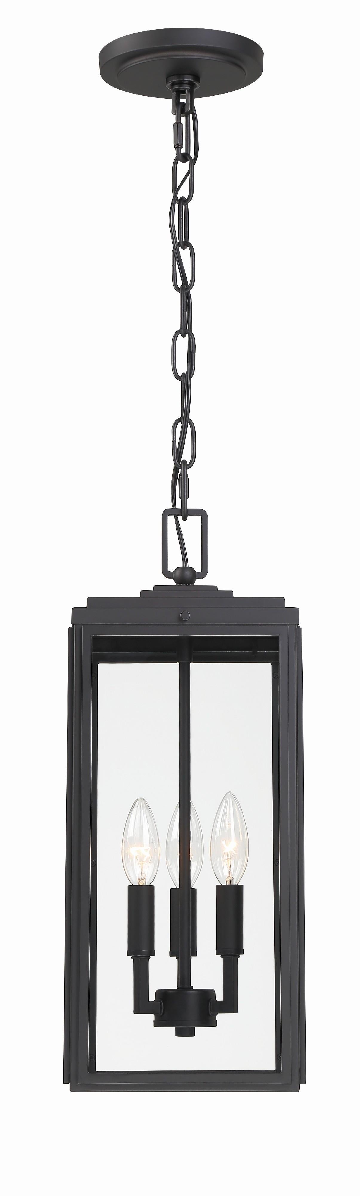 Crystorama Byron 3 Light Matte Black Outdoor Pendant