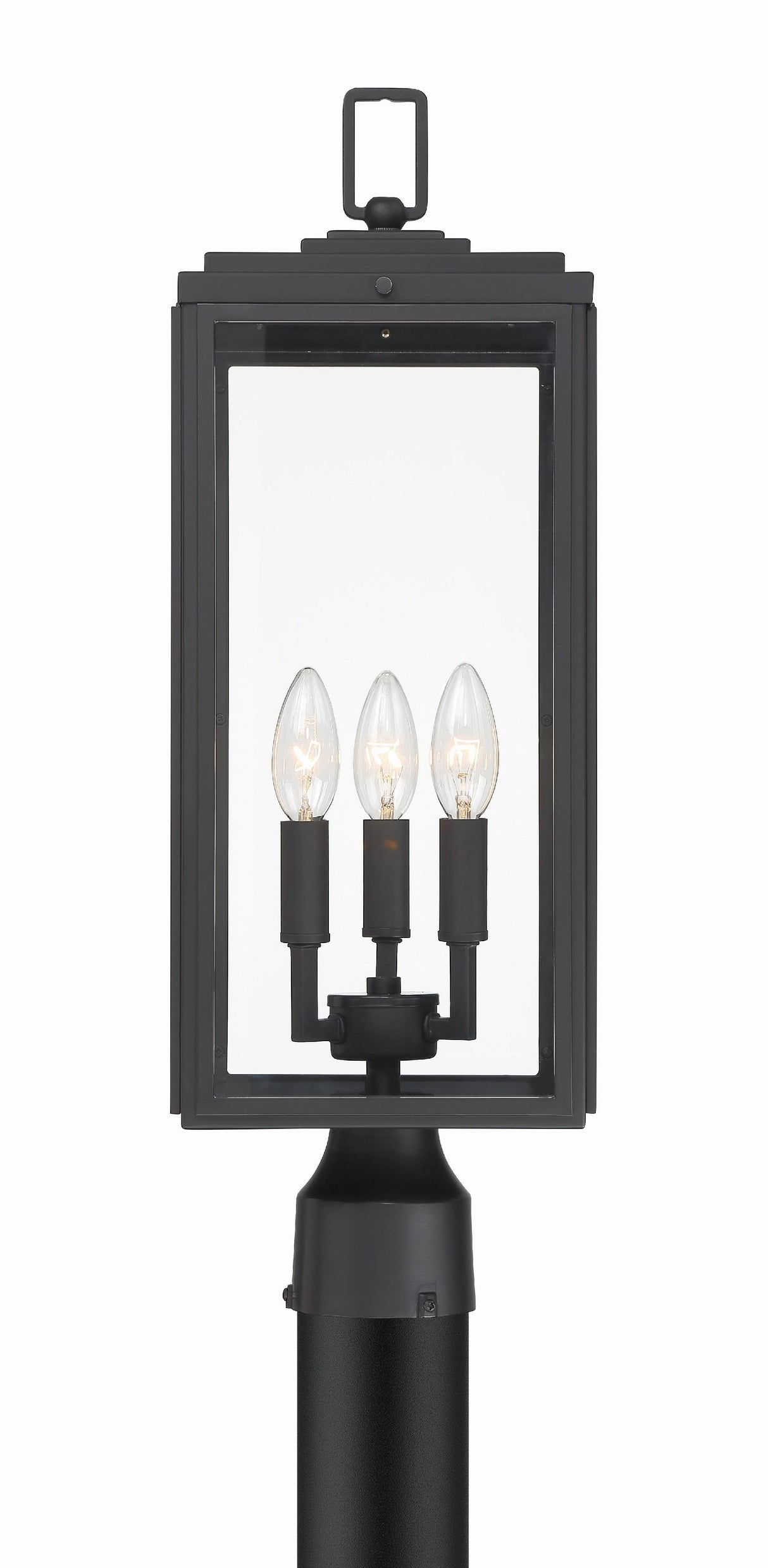 Crystorama Byron 3 Light Matte Black Outdoor Post