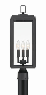 Crystorama Byron 3 Light Matte Black Outdoor Post