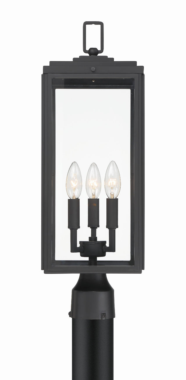 Crystorama Byron 3 Light Matte Black Outdoor Post