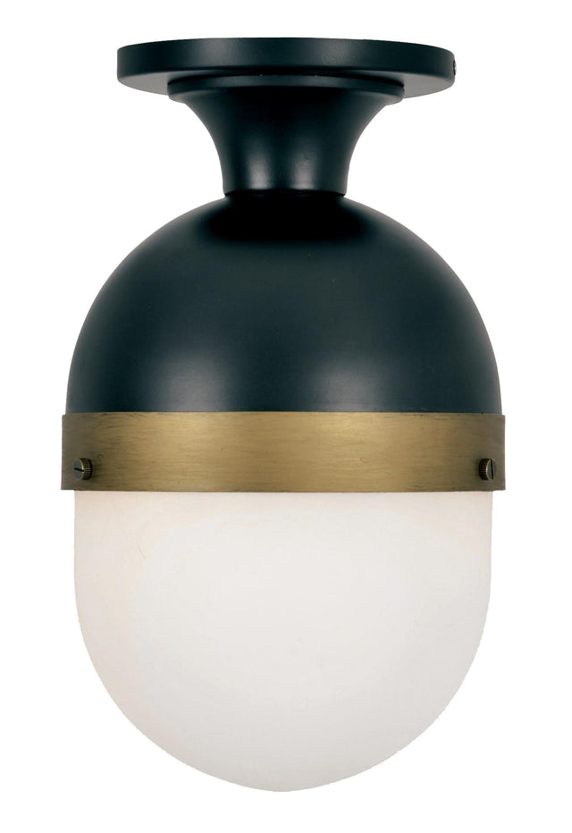 Crystorama Brian Patrick Flynn Capsule 1 Light Matte Black + Textured Gold Outdoor Semi Flush Mount