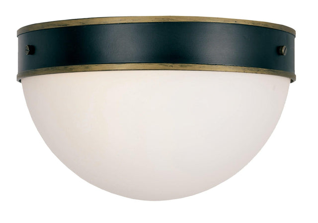 Crystorama Brian Patrick Flynn Capsule 2 Light Matte Black + Textured Gold Outdoor Flush Mount