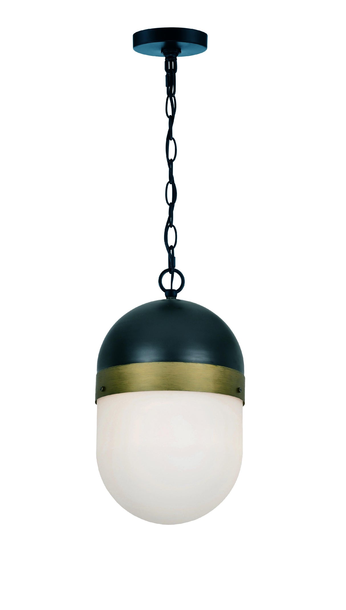 Crystorama Brian Patrick Flynn Capsule 1 Light Matte Black + Textured Gold Outdoor Pendant