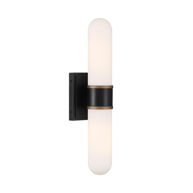 Crystorama Brian Patrick Flynn Capsule 2 Light LED Matte Black + Textured Gold Sconce