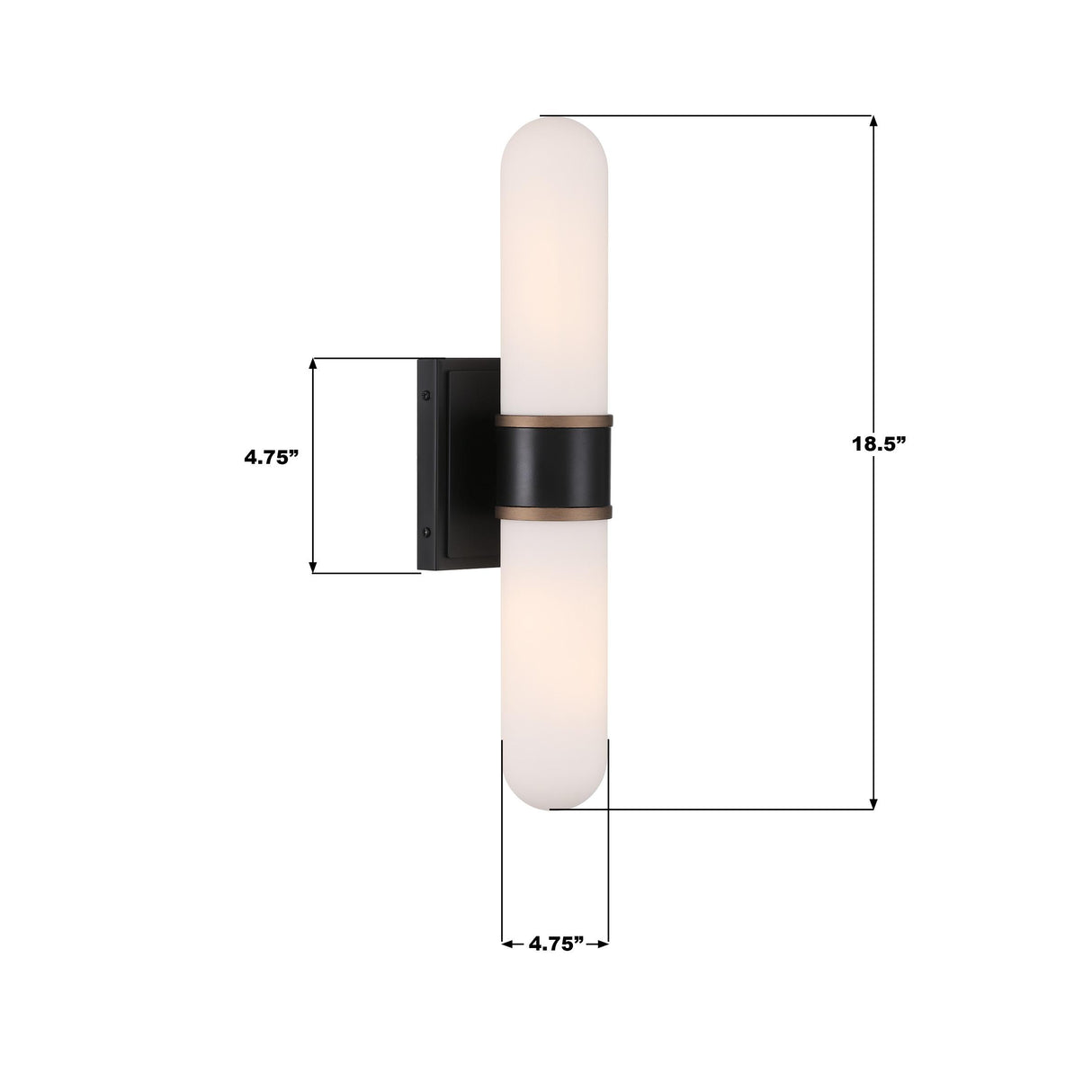 Crystorama Brian Patrick Flynn Capsule 2 Light LED Matte Black + Textured Gold Sconce