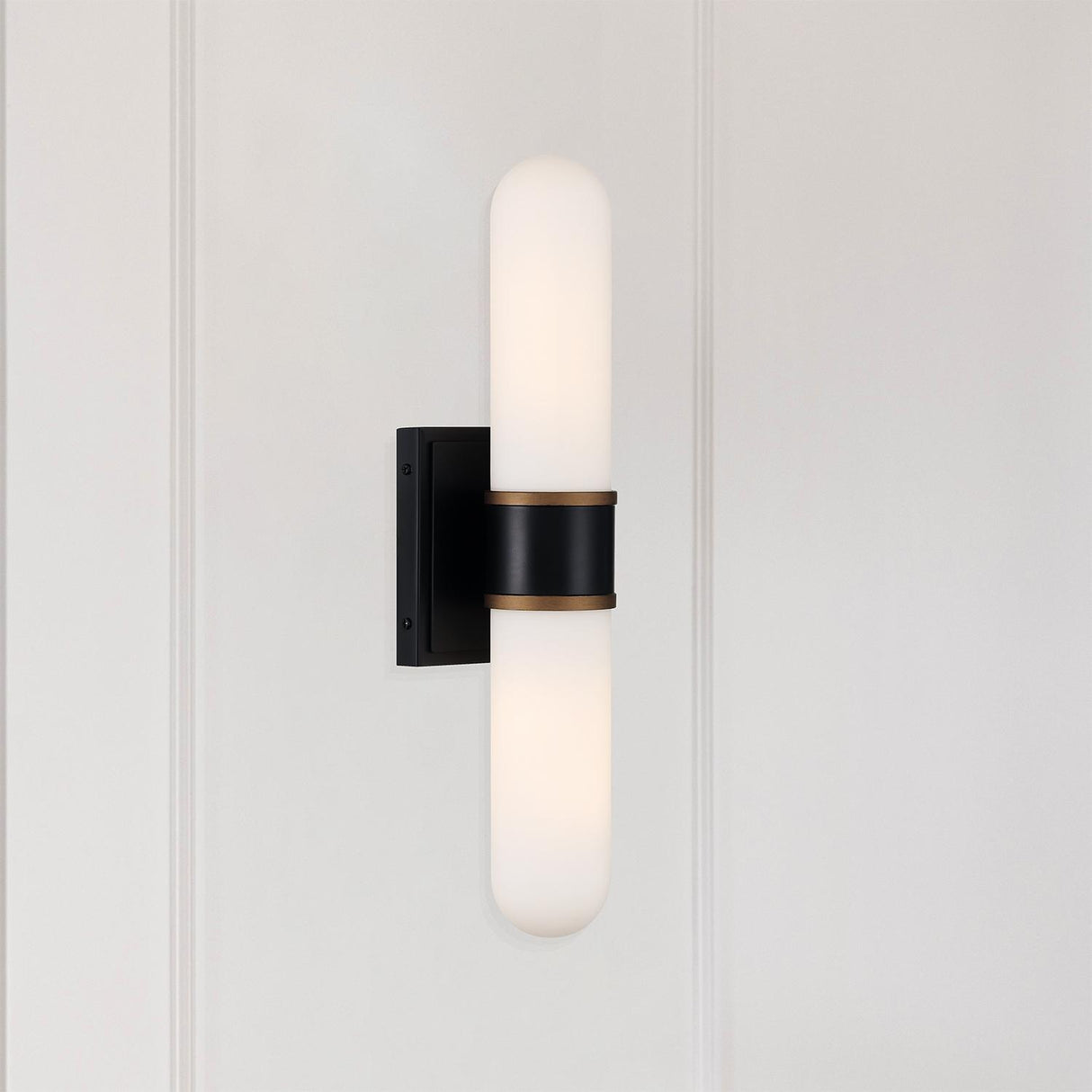 Crystorama Brian Patrick Flynn Capsule 2 Light LED Matte Black + Textured Gold Sconce
