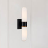 Crystorama Brian Patrick Flynn Capsule 2 Light LED Matte Black + Textured Gold Sconce