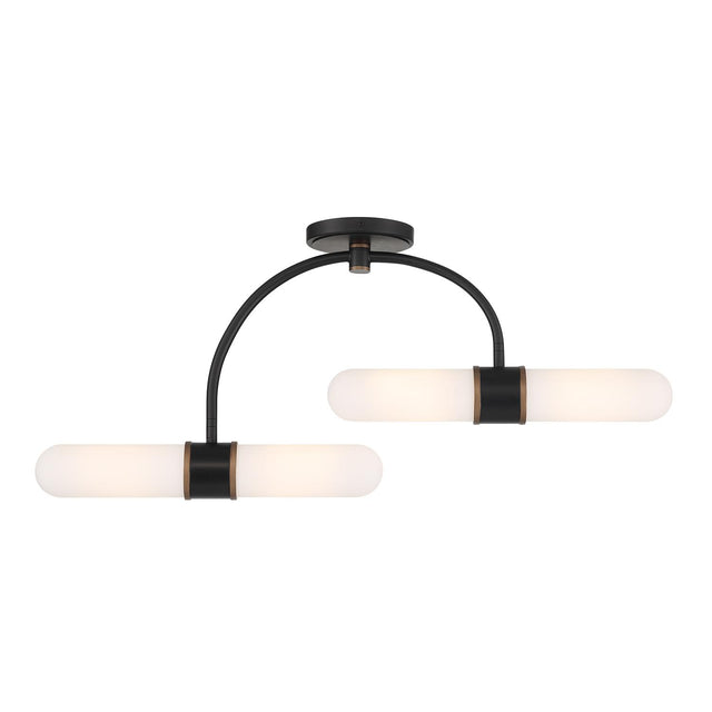 Crystorama Brian Patrick Flynn Capsule 4 Light LED Matte Black + Textured Gold Semi Flush