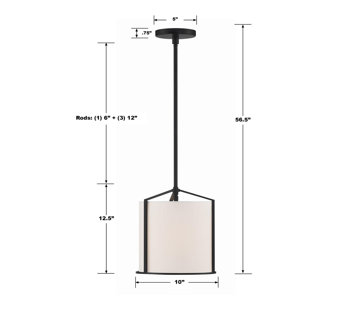 Crystorama Carlyn 1 Light Black Mini Pendant