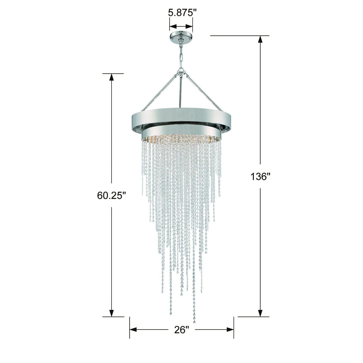 Crystorama Clarksen 6 Light Polished Nickel Chandelier