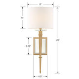 Crystorama Clifton 1 Light Aged Brass Sconce