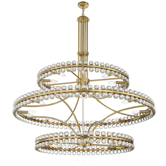 Crystorama Clover 24 Light Aged Brass Chandelier