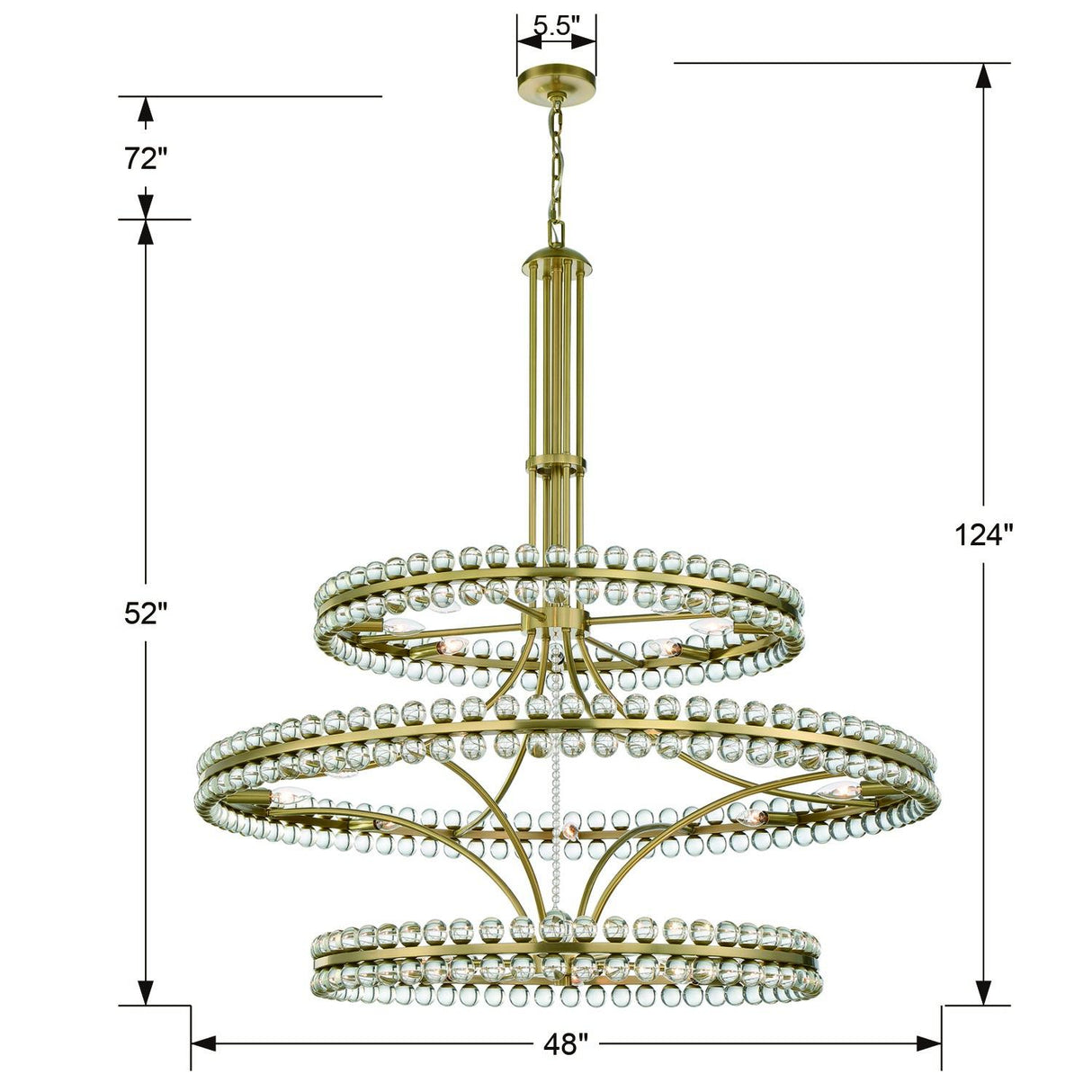 Crystorama Clover 24 Light Aged Brass Chandelier