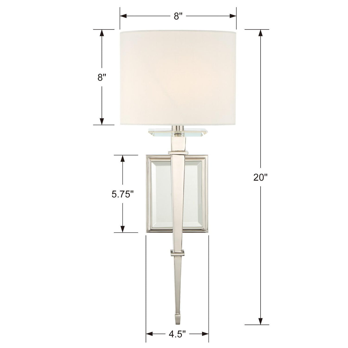 Crystorama Clifton 1 Light Polished Nickel Sconce