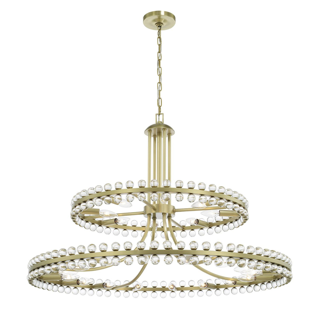 Crystorama Clover 24 Light Aged Brass Two-tier Chandelier