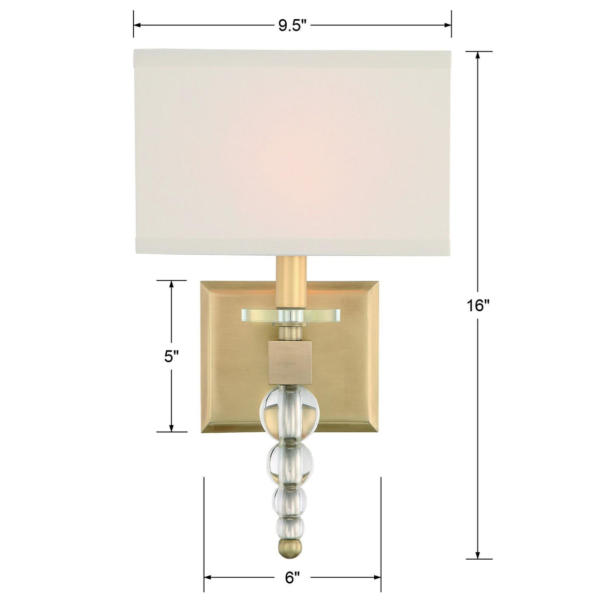Crystorama Clover 1 Light Aged Brass Sconce
