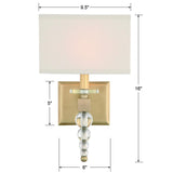 Crystorama Clover 1 Light Aged Brass Sconce