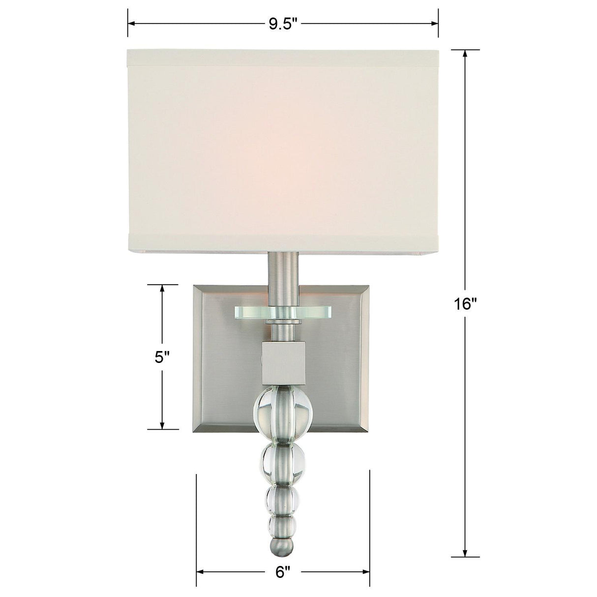Crystorama Clover 1 Light Brushed Nickel Sconce