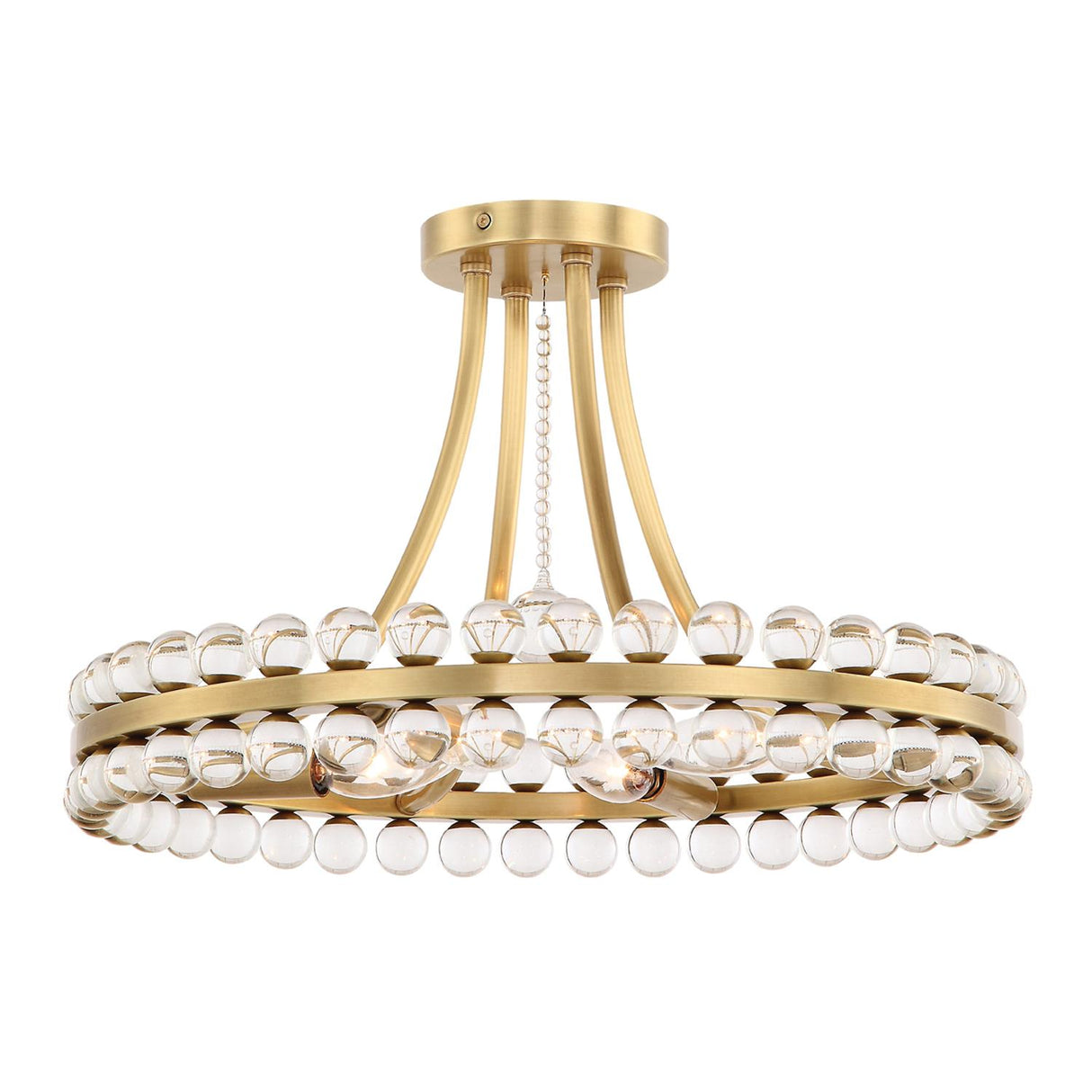 Crystorama Clover 4 Light Aged Brass Semi Flush Mount