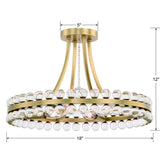 Crystorama Clover 4 Light Aged Brass Semi Flush Mount