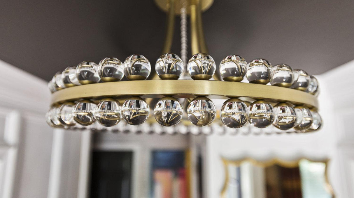 Crystorama Clover 4 Light Aged Brass Semi Flush Mount