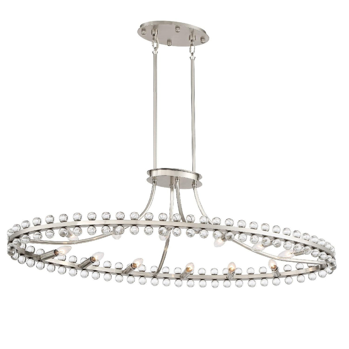 Crystorama Clover 12 Light Brushed Nickel Oval Chandelier