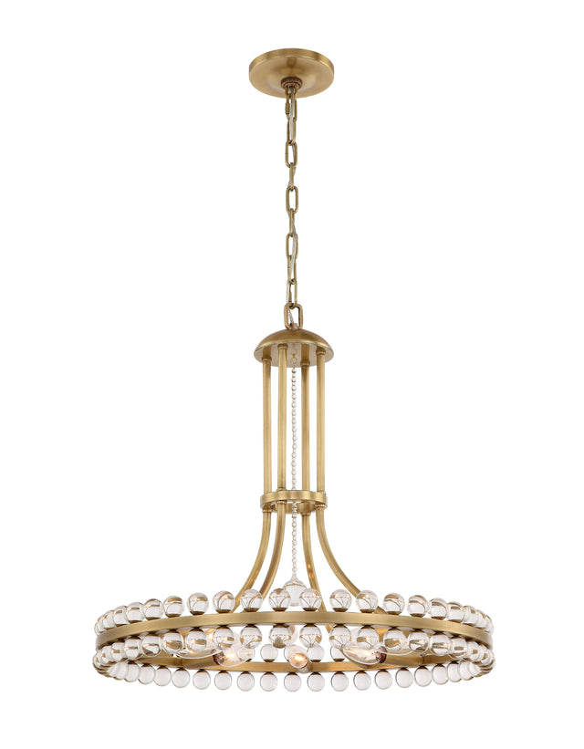 Crystorama Clover 8 Light Aged Brass Chandelier