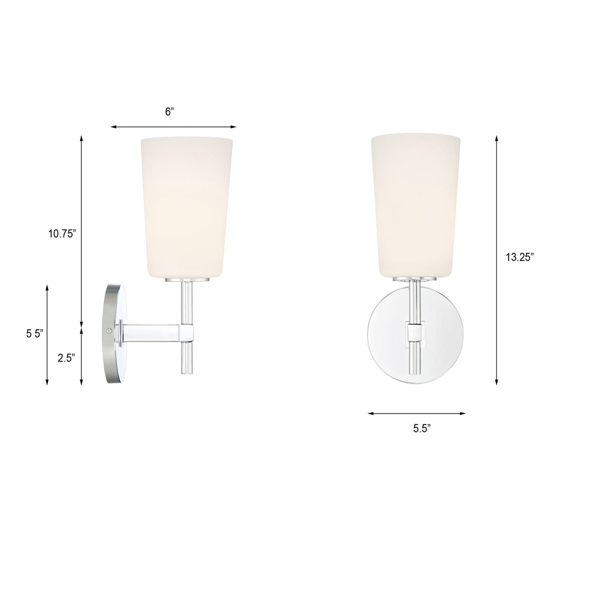 Crystorama Colton 1 Light Polished Chrome Sconce