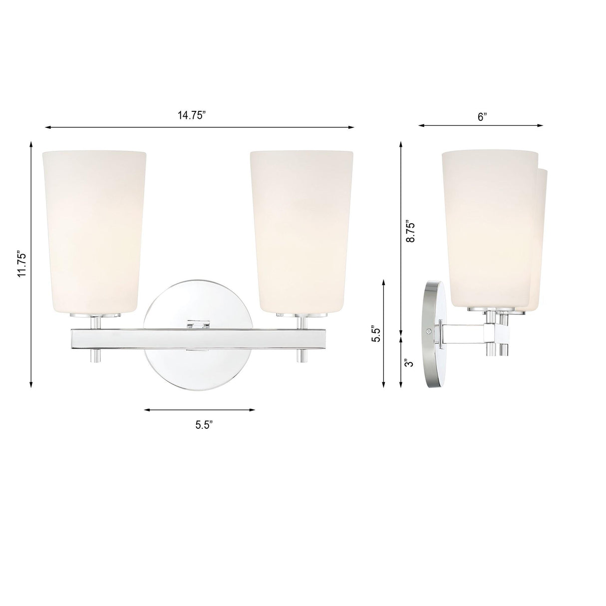 Crystorama Colton 2 Light Polished Chrome Sconce