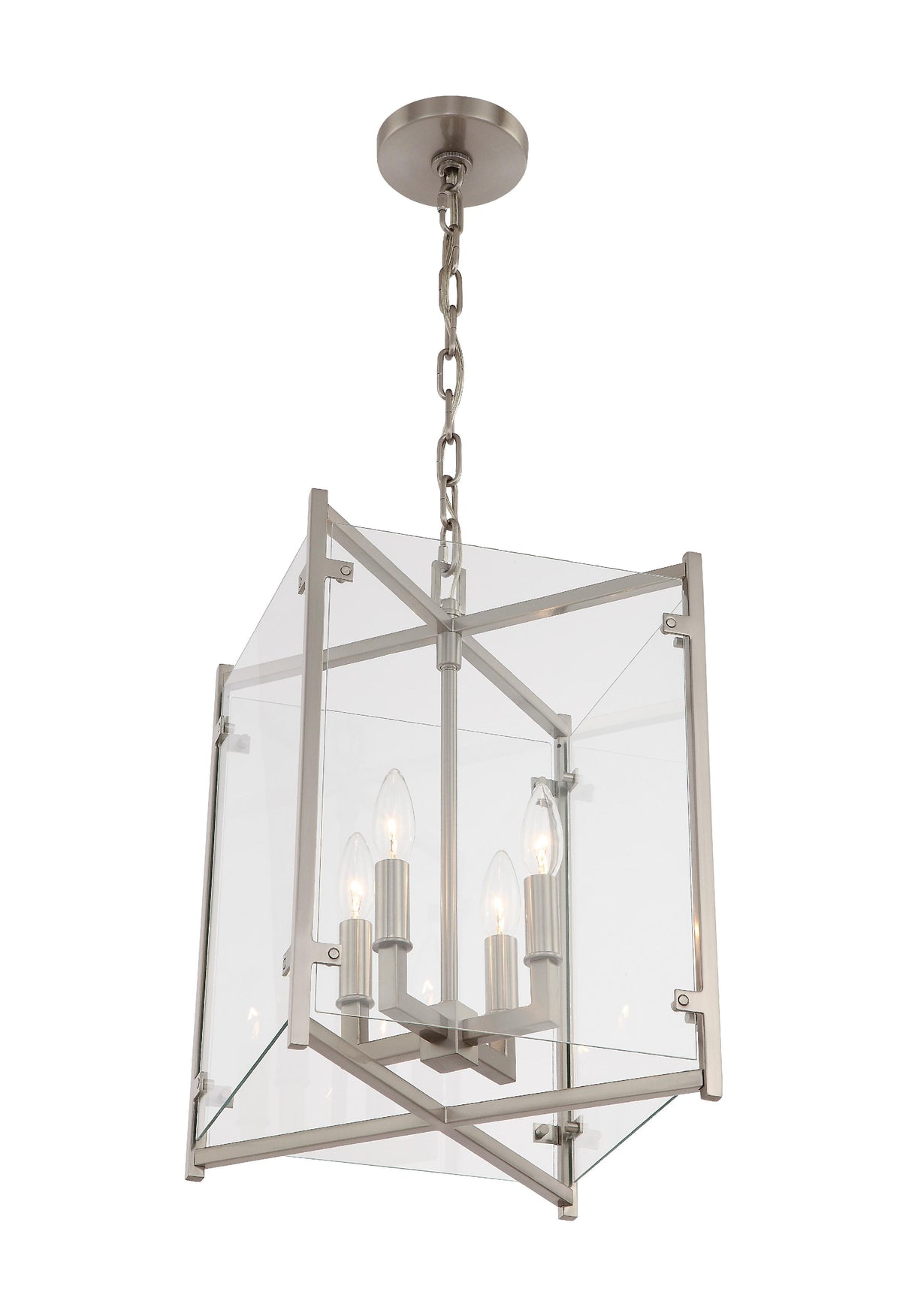 Crystorama Danbury 4 Light Brushed Nickel Lantern Chandelier