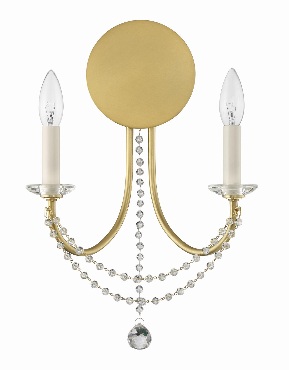 Crystorama Delilah 2 Light Aged Brass Sconce
