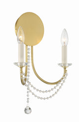 Crystorama Delilah 2 Light Aged Brass Sconce