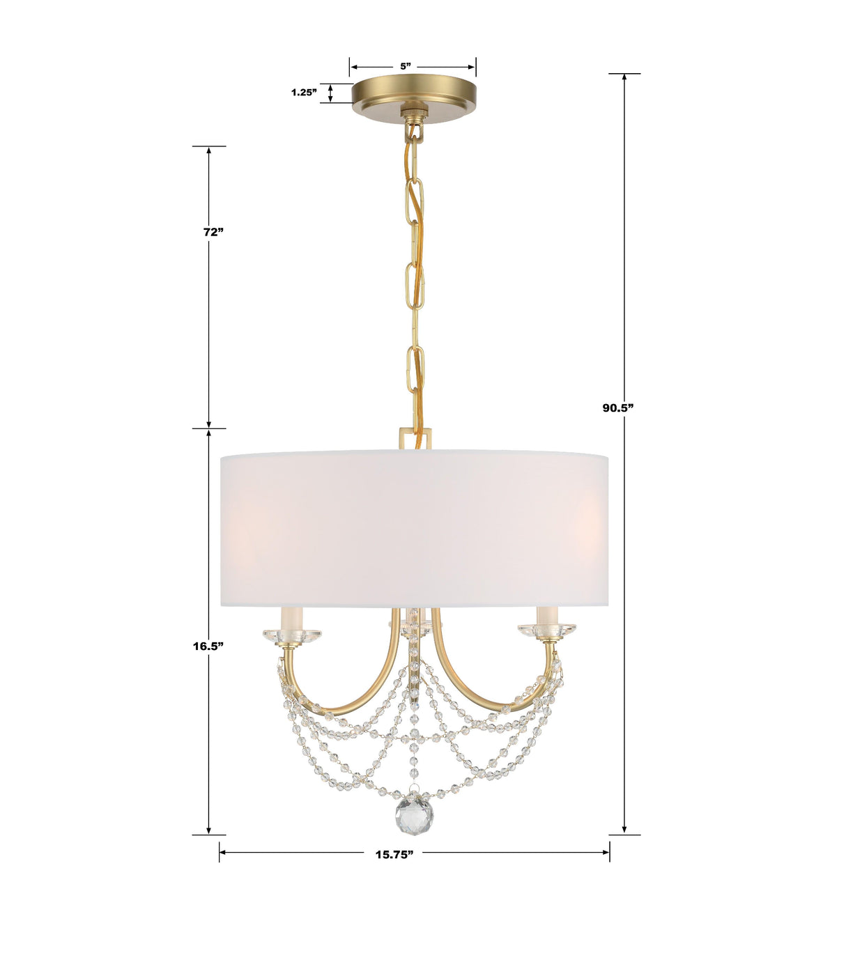 Crystorama Delilah 3 Light Aged Brass Mini Chandelier