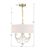 Crystorama Delilah 3 Light Aged Brass Mini Chandelier