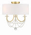 Crystorama Delilah 3 Light Aged Brass Semi Flush Mount