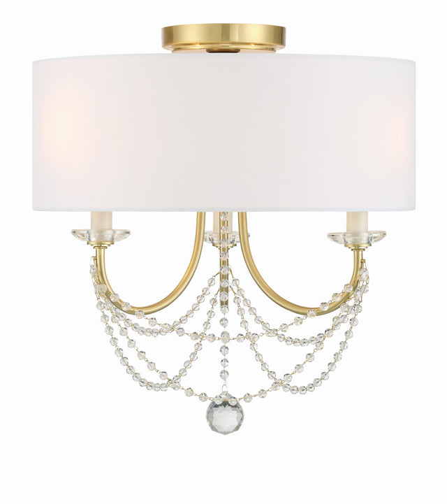 Crystorama Delilah 3 Light Aged Brass Semi Flush Mount