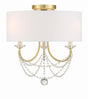 Crystorama Delilah 3 Light Aged Brass Semi Flush Mount