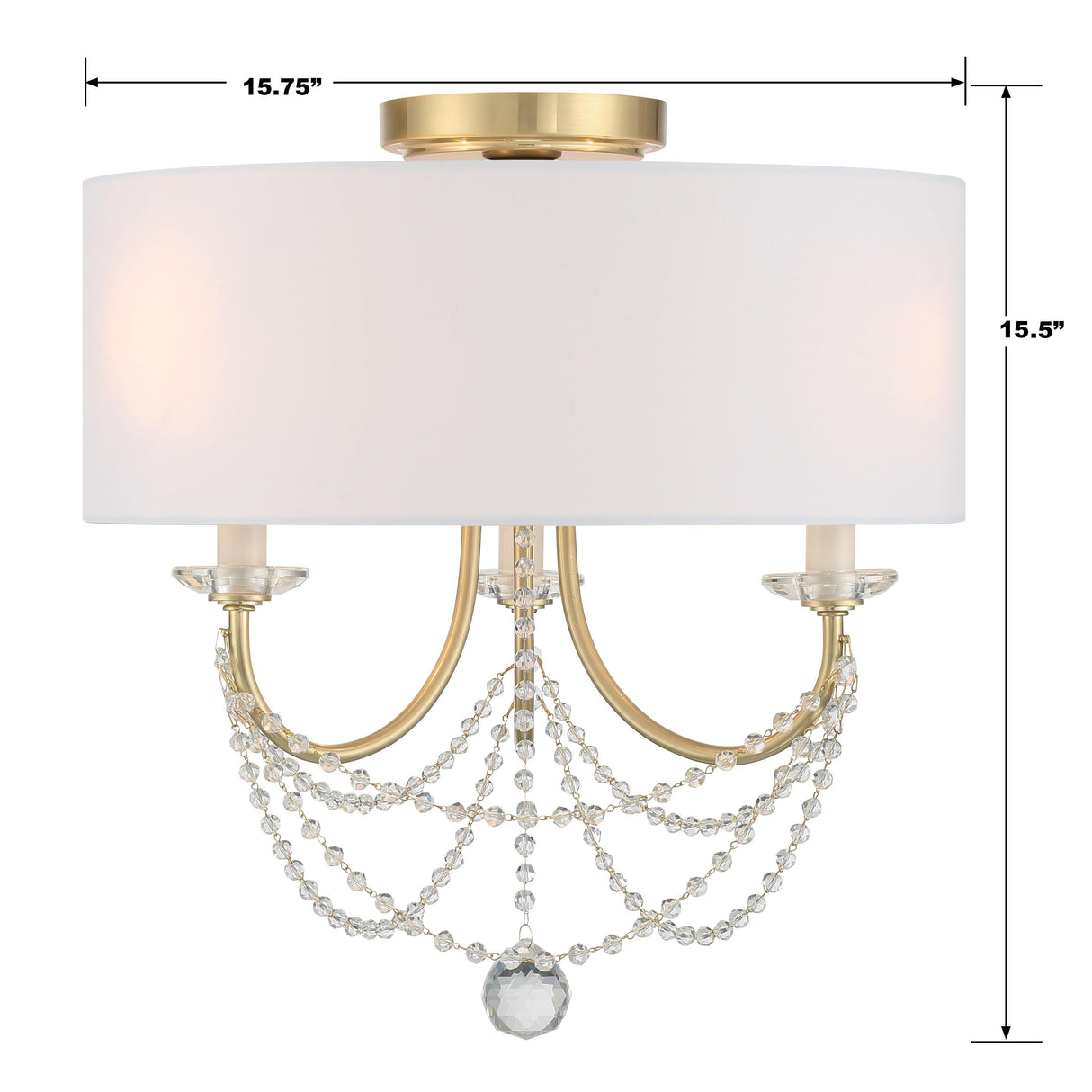 Crystorama Delilah 3 Light Aged Brass Semi Flush Mount