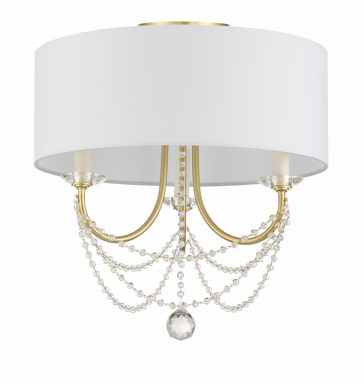 Crystorama Delilah 3 Light Aged Brass Semi Flush Mount