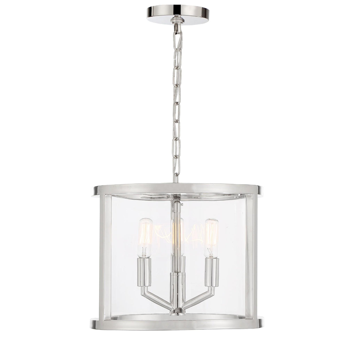 Crystorama Libby Langdon Devon 3 Light Polished Nickel Lantern Chandelier