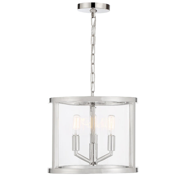 Crystorama Libby Langdon Devon 3 Light Polished Nickel Lantern Chandelier