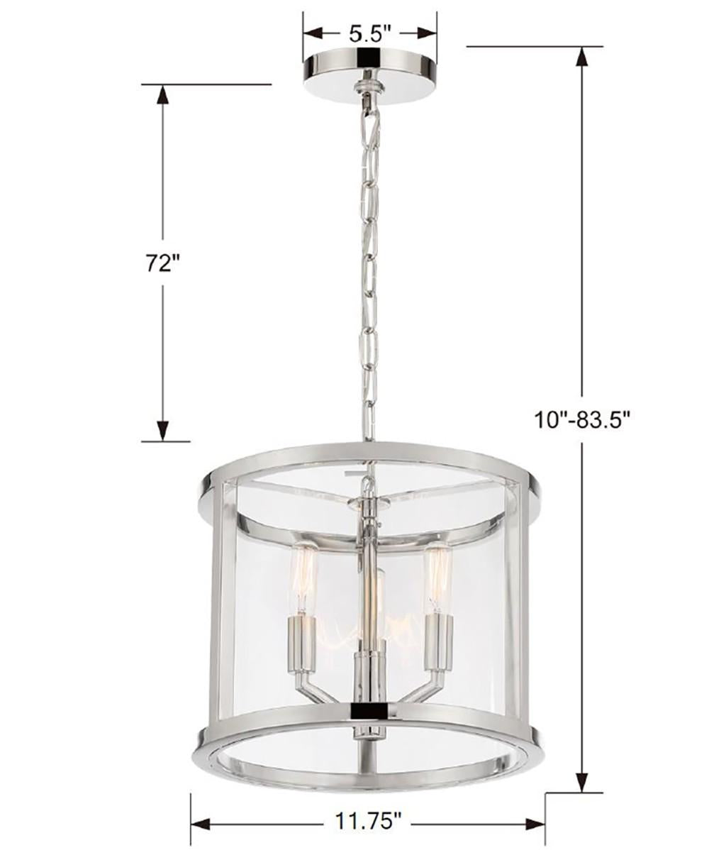 Crystorama Libby Langdon Devon 3 Light Polished Nickel Lantern Chandelier
